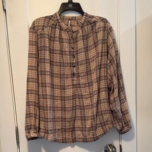 Free People Women's Nothern Bound Multicolor Plaid Pullover size S